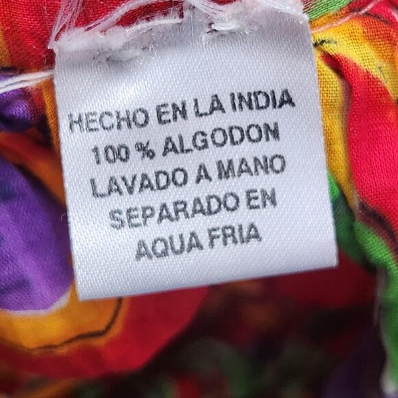 Peripherals Maxi Skirt Womens One Size Red Boho Cotton Crinkle Floral Drawstring - Picture 8 of 8